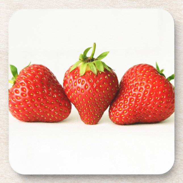 Three Strawberries On White coastercnm Coaster (Front)