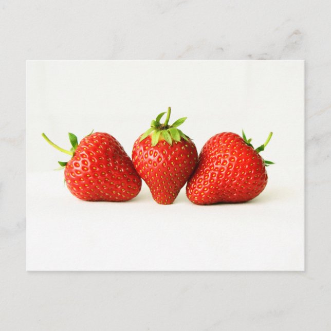 Three Strawberries On White pccnm Postcard (Front)