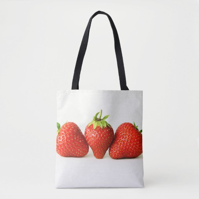 Three Strawberries On White stm Tote Bag (Front)