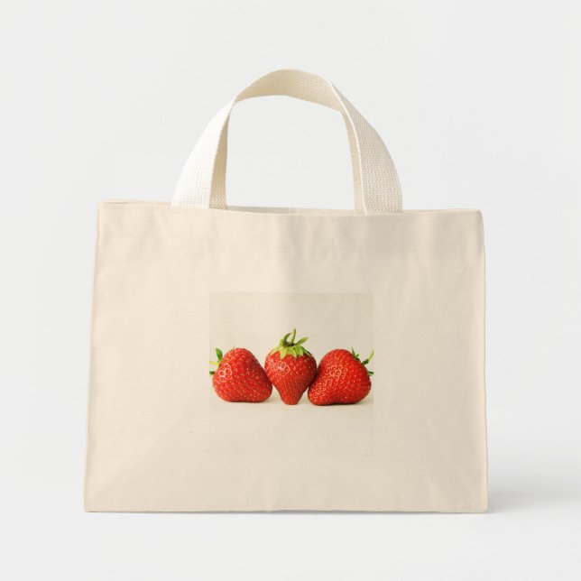 Three Strawberries On White ttcnm Mini Tote Bag (Front)