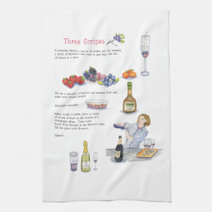 three stripes cocktail bar towel