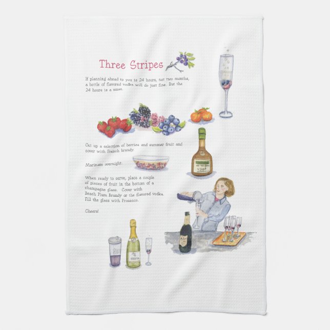 three stripes cocktail bar towel (Vertical)