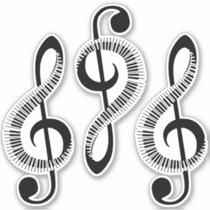 Three Stylised Treble Clefs with Keys