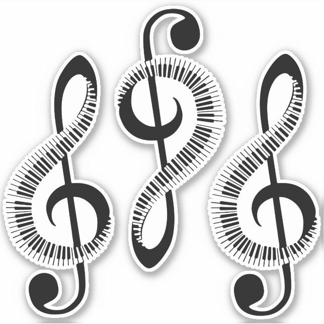 Three Stylised Treble Clefs with Keys (Front)