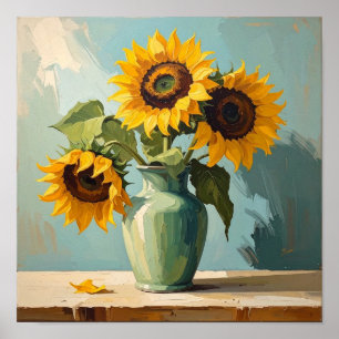 Three Sunflowers After Van Gogh Poster