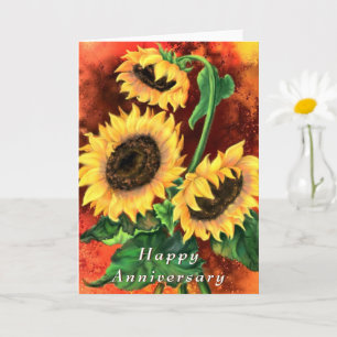 Three Sunflowers Anniversary Card
