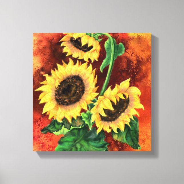 Three Sunflowers Canvas Print (Front)