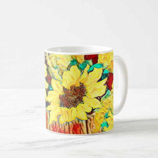 Three Sunflowers Coffee Mug (Front Right)