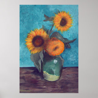 Three sunflowers, full print version for canvas