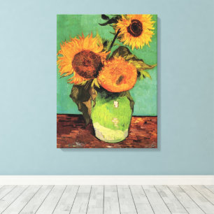 Three Sunflowers in a Vase by Vincent van Gogh Canvas Print