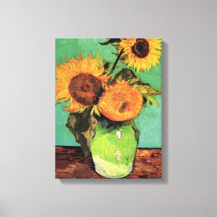 Three Sunflowers in a Vase by Vincent van Gogh Canvas Print