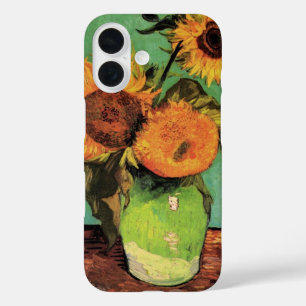 Three Sunflowers in a Vase by Vincent van Gogh iPhone 16 Case