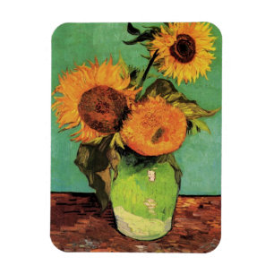 Three Sunflowers in a Vase by Vincent van Gogh Magnet