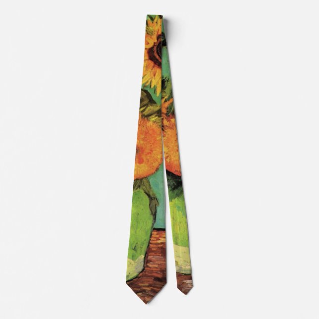 Three Sunflowers in a Vase by Vincent van Gogh Tie (Front)