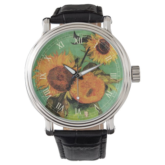 Three Sunflowers in a Vase by Vincent van Gogh Watch (Front)