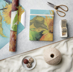 Three Sunflowers in a Vase by Vincent van Gogh Wrapping Paper