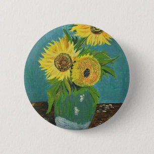 Three Sunflowers in a Vase, van Gogh 6 Cm Round Badge