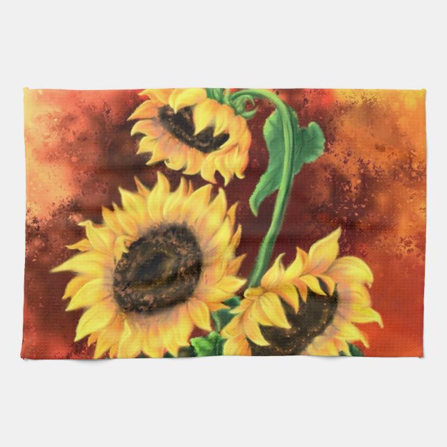 Three Sunflowers Kitchen Towel (Horizontal)