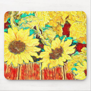 Three Sunflowers Mouse Mat