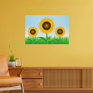 Three Sunflowers Poster