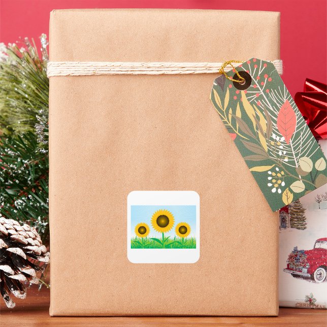 Three Sunflowers Square Sticker (Creator Uploaded)