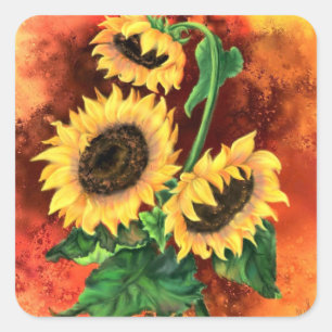 Three Sunflowers Sticker - Painting