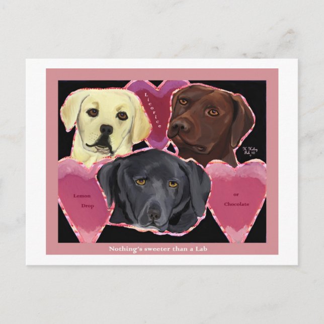 Three Sweet Labs postcard (Front)