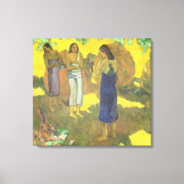 Three Tahitian Women against a Yellow Canvas Print (Front)