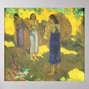 Three Tahitian Women against a Yellow Poster