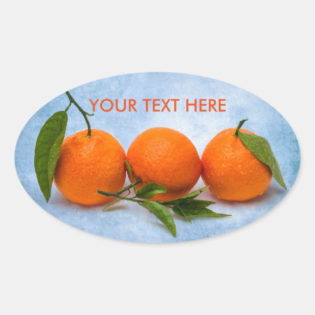 Three Tangerines Oval Sticker (Front)