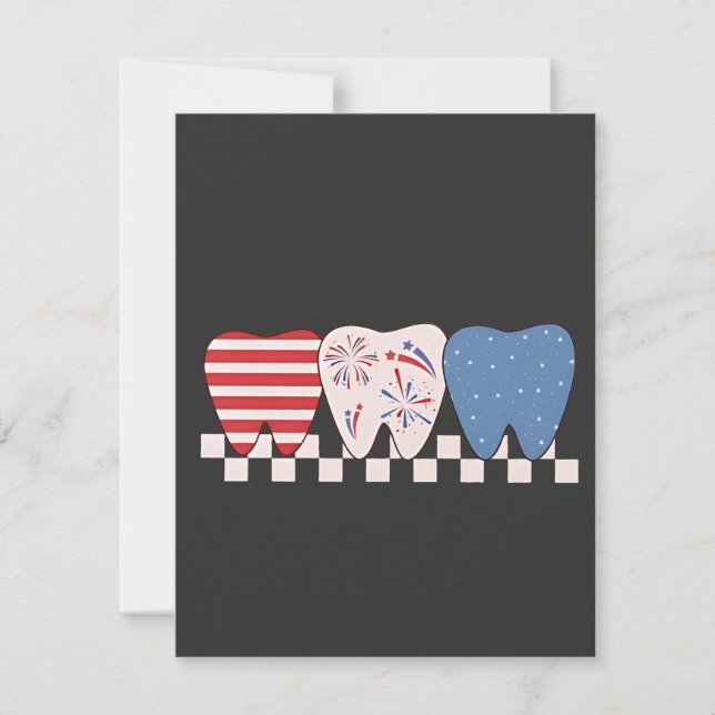 Three Teeth Graphic Design 4th of July Invitation (Front)