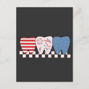 Three Teeth Graphic Design 4th of July Invitation Postcard