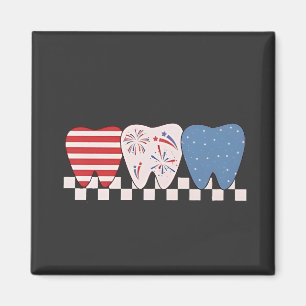 Three Teeth Graphic Design 4th of July Magnet