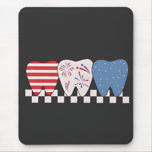 Three Teeth Graphic Design 4th of July Mouse Mat