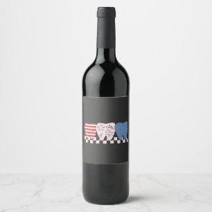 Three Teeth Graphic Design 4th of July Wine Label