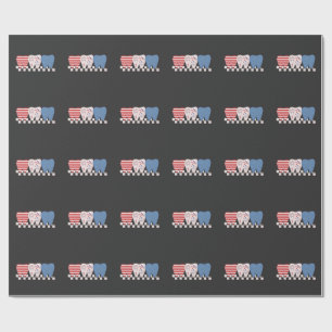 Three Teeth Graphic Design 4th of July Wrapping Paper