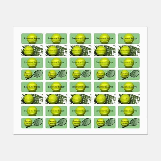 Three Tennis Designs Name Tags (Sheet)