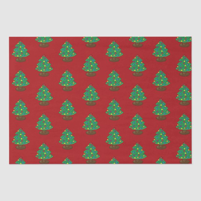 Three Tier Decorated Christmas Tree Pattern Tissue Paper (Front)