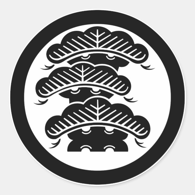 Three-tiered pine with arashi L in circle Classic Round Sticker (Front)