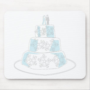 Three Tiered Wedding Cake with Snowflake Trim Mouse Mat