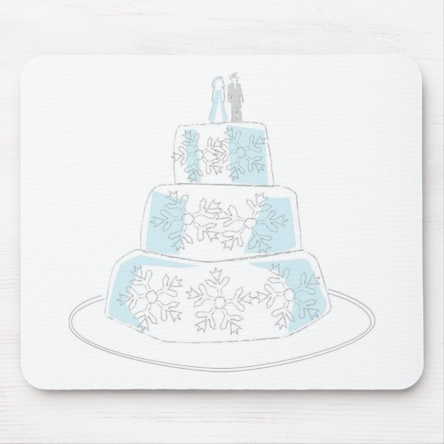 Three Tiered Wedding Cake with Snowflake Trim Mouse Mat (Front)