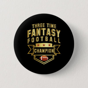 Three Time Fantasy Football Champion Champ 3 Time  6 Cm Round Badge