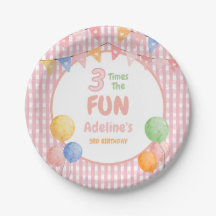 Three Times the Fun Pink Birthday
