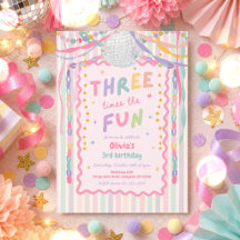 Three Times The Fun Whimsical Girl 3rd Birthday