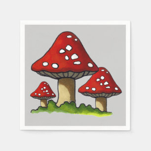 Three Toadstools, Original Illustration Napkin