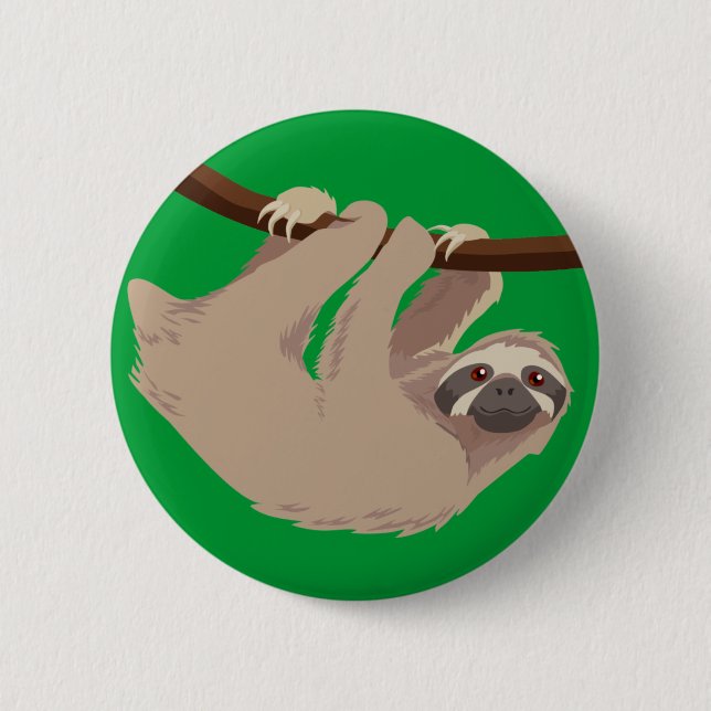 Three Toed Sloth 6 Cm Round Badge (Front)