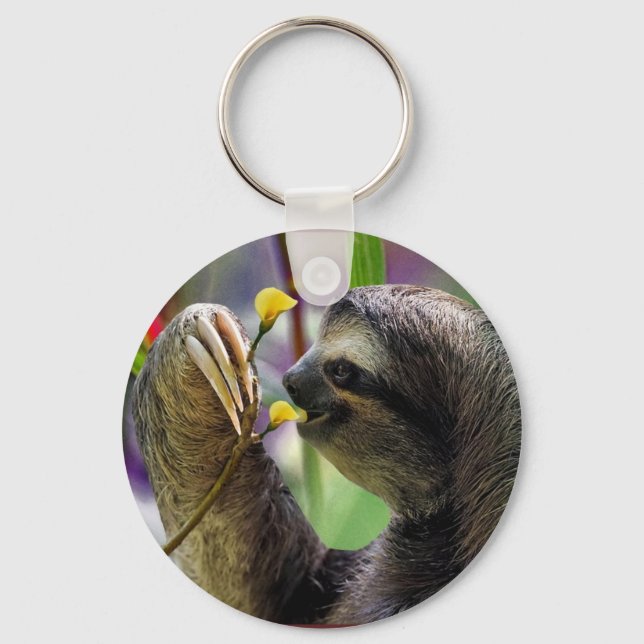 Three-Toed Tree Sloth Key Ring (Front)