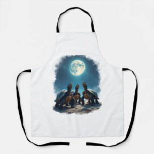 Three Tortoises Howl at Moon Wildlife Mountain Tur Apron