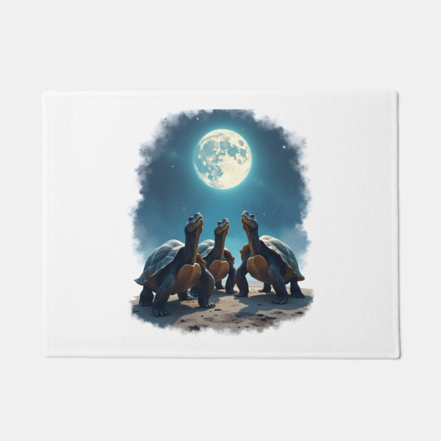 Three Tortoises Howl at Moon Wildlife Mountain Tur Doormat (Front)