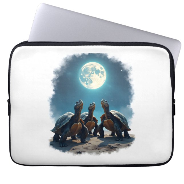 Three Tortoises Howl at Moon Wildlife Mountain Tur Laptop Sleeve (Front)